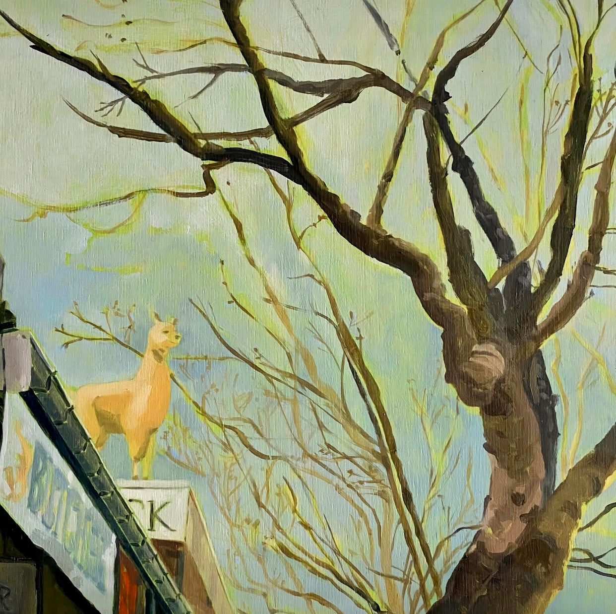 Debbie Mourtzios- Alpaca on the roof (Creswick Woollen Mills, Healesville)